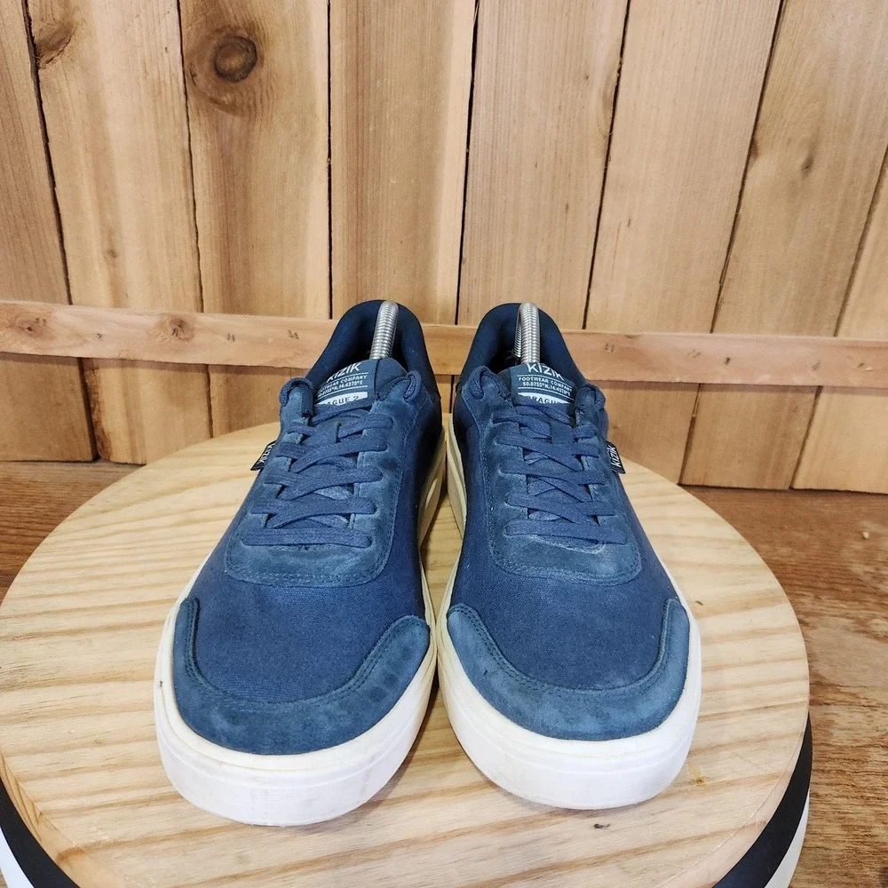 Kizik Prague 2 Shoes Mens 9.5 Blue Canvas Casual Comfort Hands Free Sneakers